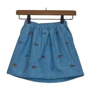 Girls Ralph Lauren Athletic-inspired Embroidered Cotton Skirt. Size 6